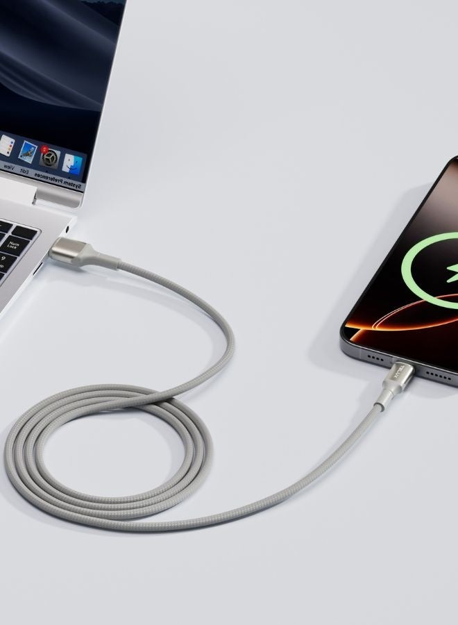 TELUX FLEXIX USB-A to USB-C Braided Cable 1m, 3A Fast Charging, Wear-Resistant Nylon Braid, 10000+ Bend Lifespan, 480Mbps Data Transfer, Titanium - Image 3