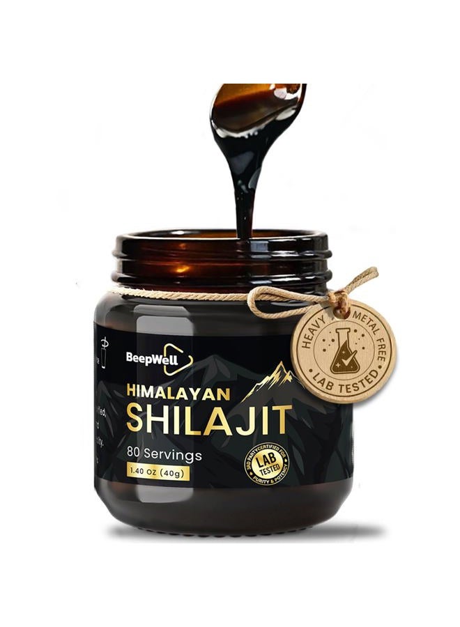 BeepWell Shilajit Resin – Himalayan Sourced Natural Shilajit Resin Men Women Chilajil Fulvic Acid 85+ Trace Minerals 80 Servings 1.40 oz - Image 1