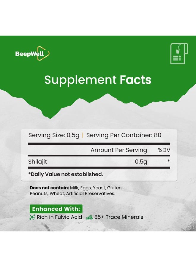 BeepWell Shilajit Resin – Himalayan Sourced Natural Shilajit Resin Men Women Chilajil Fulvic Acid 85+ Trace Minerals 80 Servings 1.40 oz - Image 2