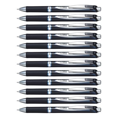Pentel قلم جل دائم من بنتل إنرجل برو، (0.7 مم) خط متوسط، حبر أزرق، علبة من 12 قلم (BLP77-C) - Image 1
