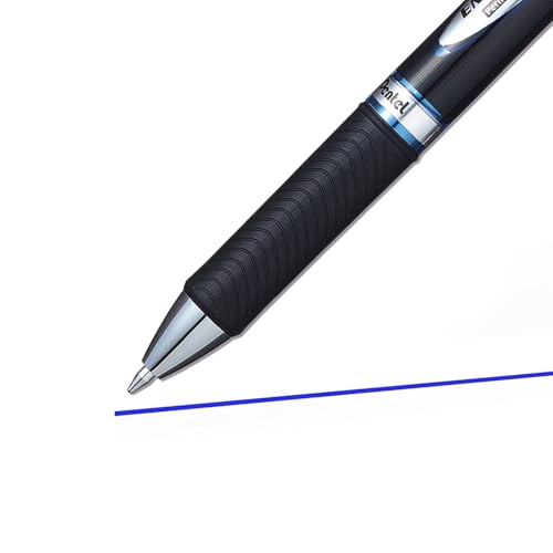 Pentel قلم جل دائم من بنتل إنرجل برو، (0.7 مم) خط متوسط، حبر أزرق، علبة من 12 قلم (BLP77-C) - Image 5