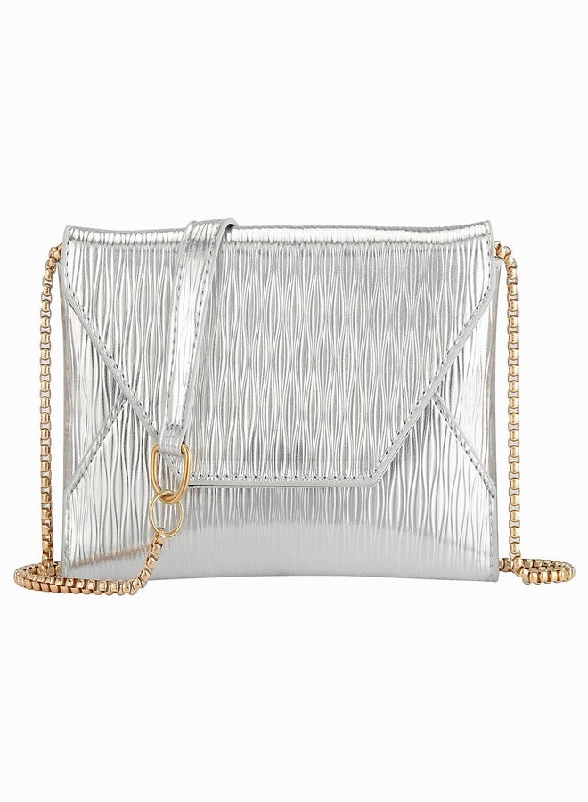 Ayliss Evening Clutch Purses for Women Handbags Formal Wedding Party Cocktail Prom Crossbody Shoulder Envelope Bag Chain (Silver) - Image 1