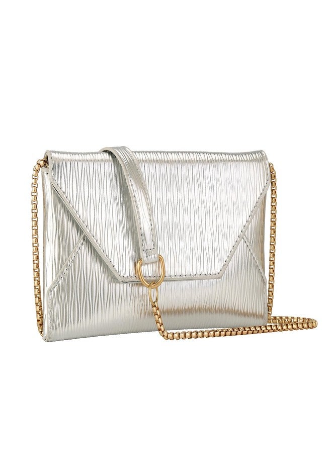 Ayliss Evening Clutch Purses for Women Handbags Formal Wedding Party Cocktail Prom Crossbody Shoulder Envelope Bag Chain (Silver) - Image 4