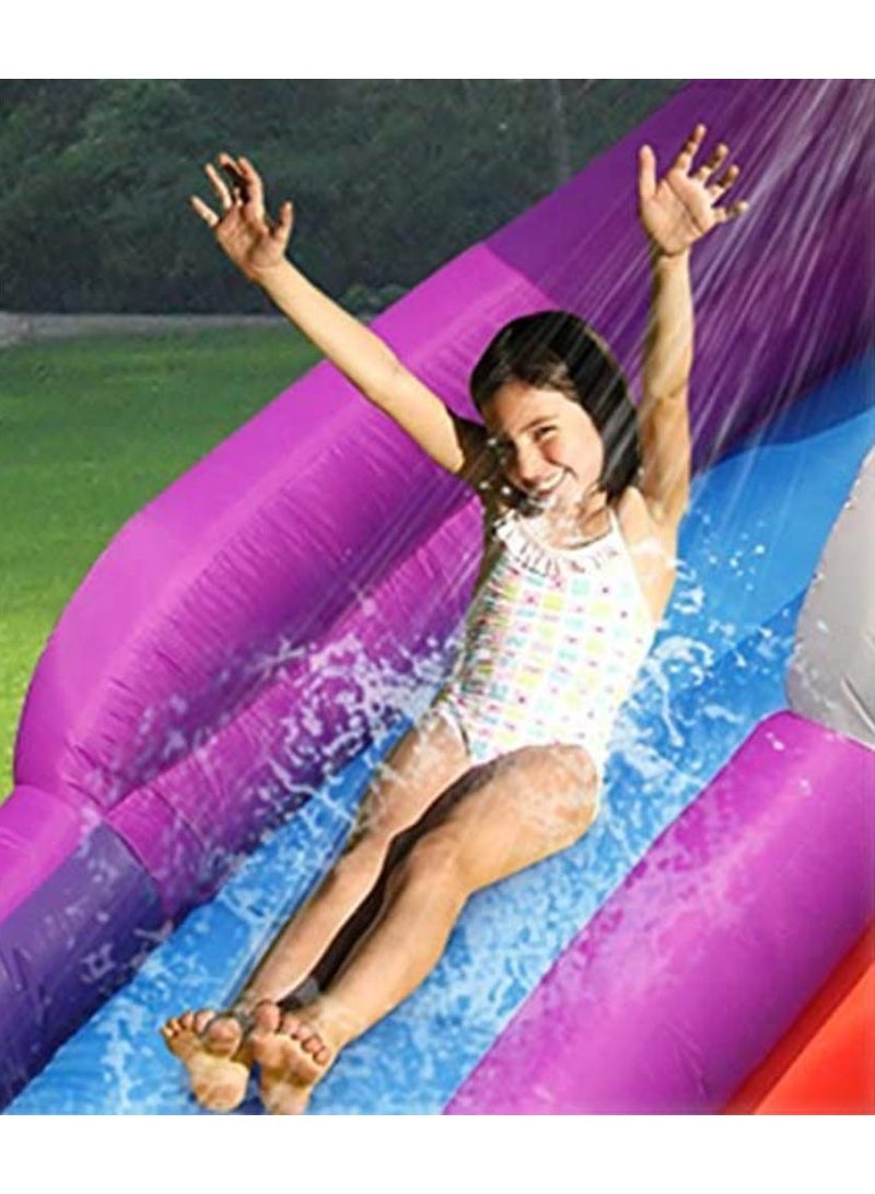 Happy Hop نادي القرش السعيد مع منزلق مائي، جدار تسلق ومدفع مائي 450x320x240 سم | حديقة مائية قابلة للنفخ للعب في الهواء الطلق | مغامرة اللعب بالماء مدعومة بمروحة هواء كهربائية | مناسبة للأعمار من 3 سنوات فما فوق - Image 4