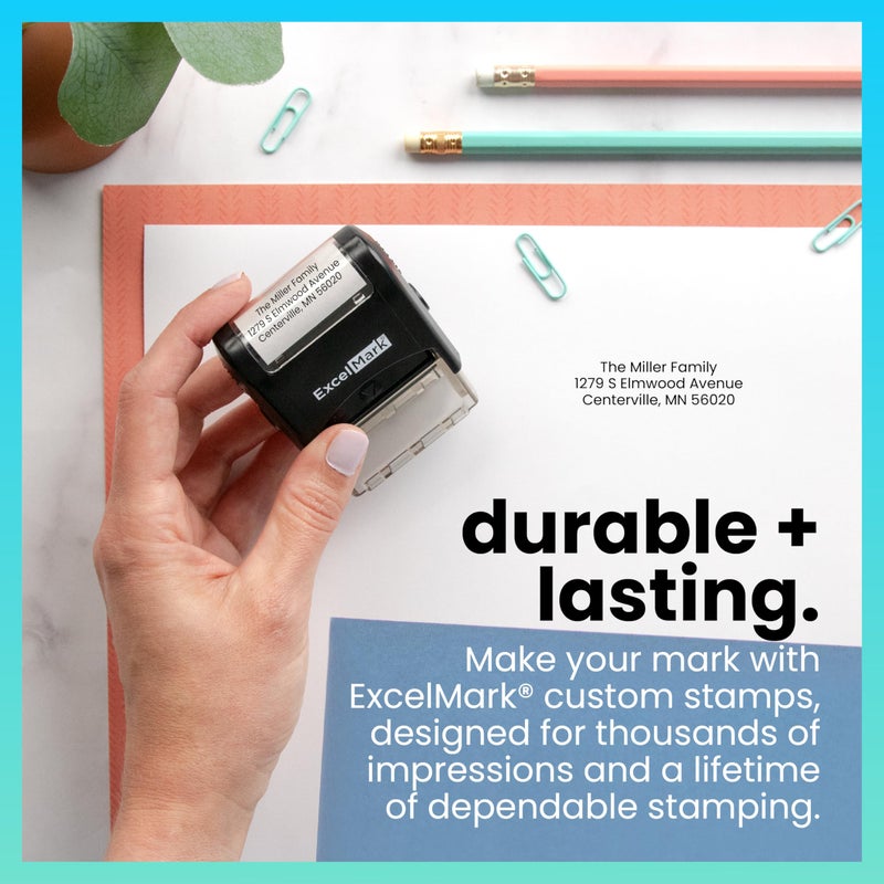 ExcelMark Custom Stamp – Clear & Crisp Impressions – Personalized Self-Inking Rubber Stamp – Use for Address Stamp and More (Small) - Image 4