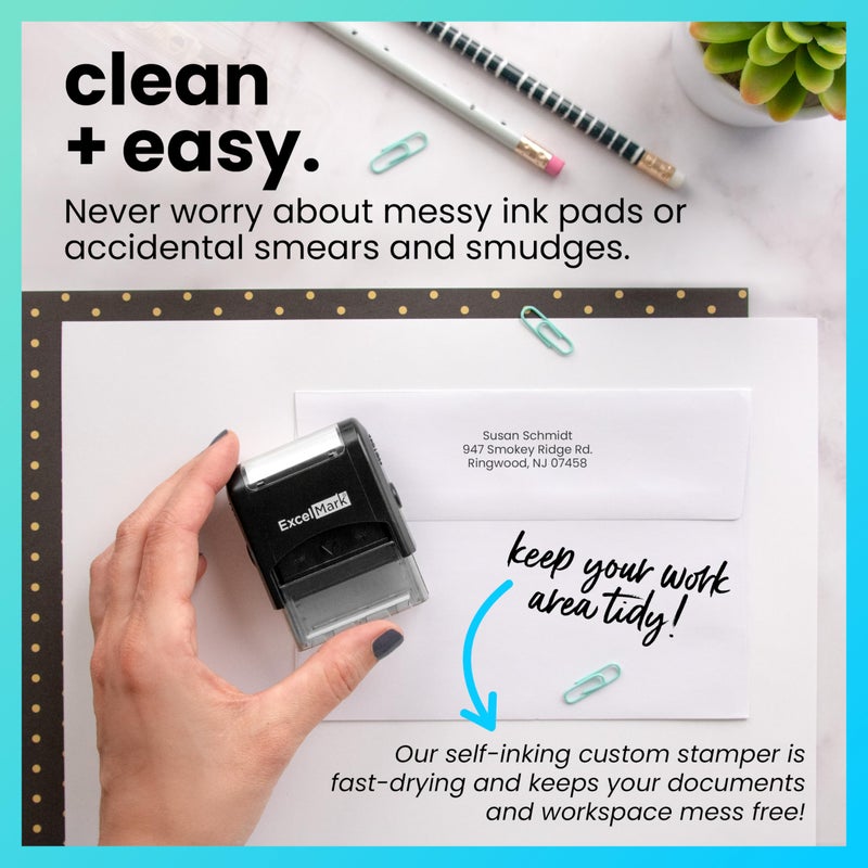 ExcelMark Custom Stamp – Clear & Crisp Impressions – Personalized Self-Inking Rubber Stamp – Use for Address Stamp and More (Small) - Image 3