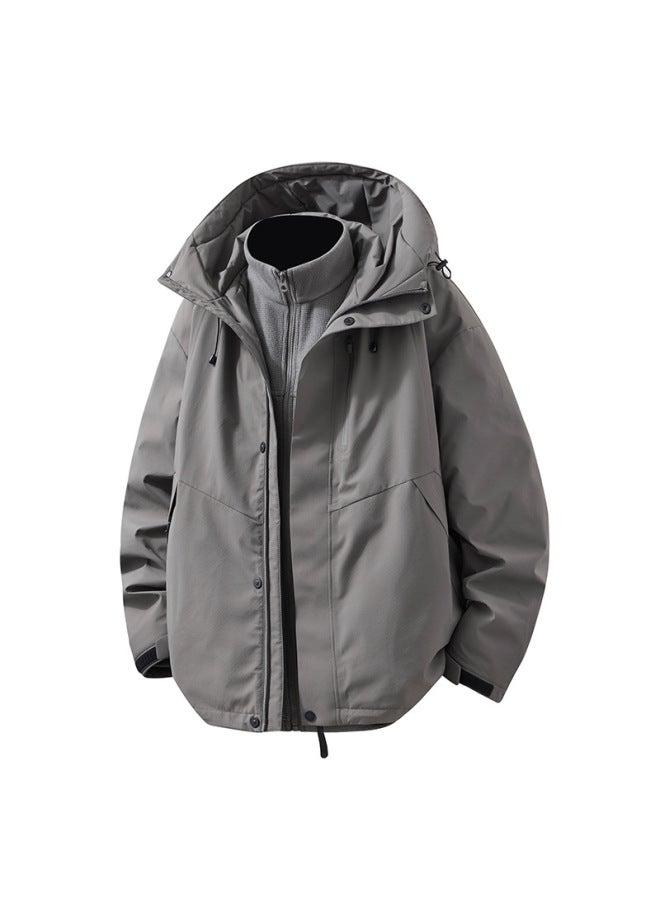 Men's White Goose Down Three-in-one Removable Liner Down Jacket Men's Windproof Hooded Workwear Jacket