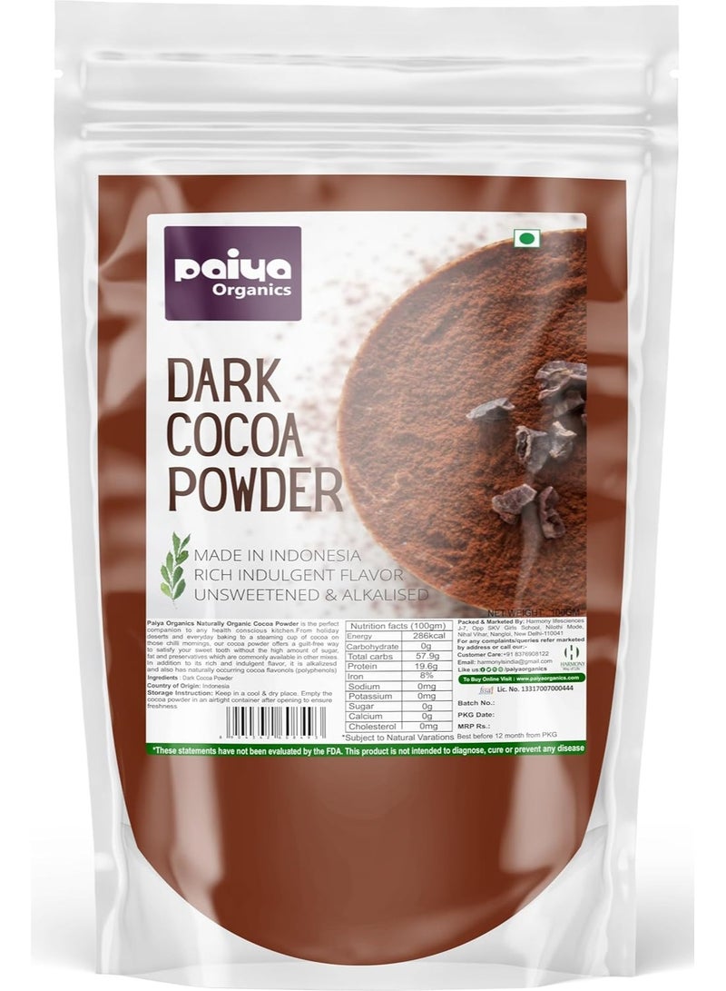 Paiya Organics Cocoa Powder Unsweetened & Organic, Rich Indulgent Cocoa Powder for Baking, & Chocolate Cake Making, Tasty Flavour for Coffee, Cold Milk Shake, & Drinks (100gm) - Image 1