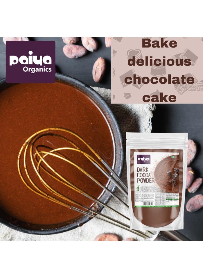 Paiya Organics Cocoa Powder Unsweetened & Organic, Rich Indulgent Cocoa Powder for Baking, & Chocolate Cake Making, Tasty Flavour for Coffee, Cold Milk Shake, & Drinks (100gm) - Image 3