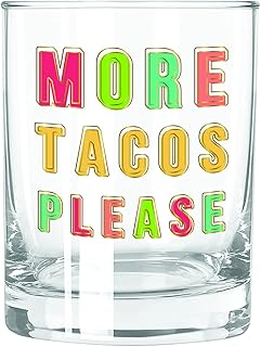 Slant Collections slant collections Cocktail Glass Double Old Fashioned Glass, 12-Ounce, More Tacos Please  - Image 1