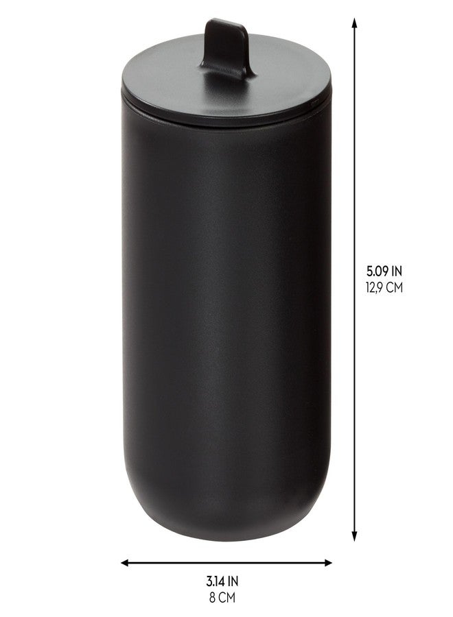 إنترديزاين علبة تخزين للحمام من iDesign Cade مع غطاء، مناسبة للحمام، وحوض الغسيل، والمكتب، وسطح الطاولة، 3.14 بوصة × 3.14 بوصة × 5.09 بوصة، لون أسود مطفي - Image 2