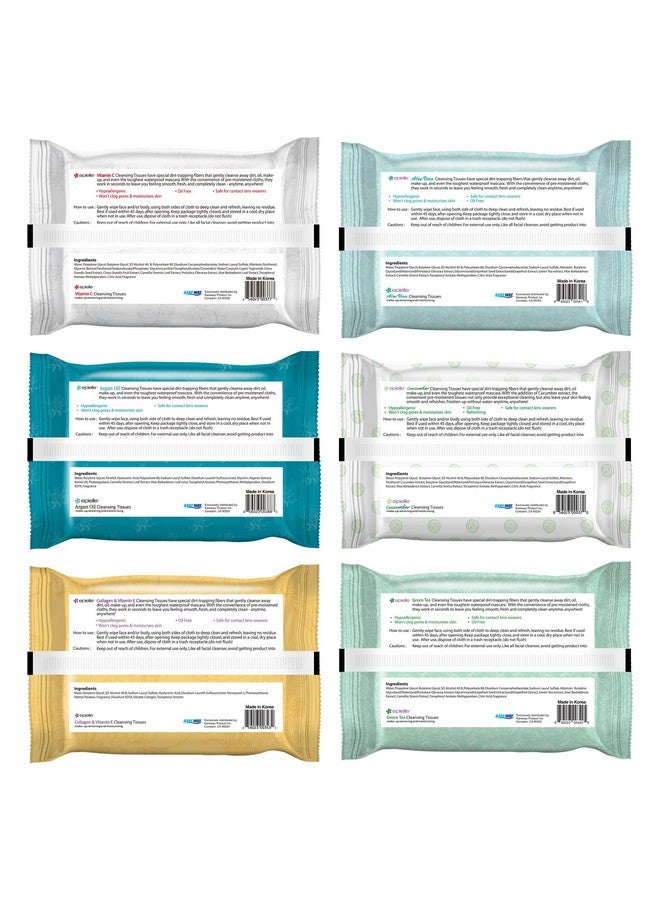 Epielle OG Makeup Remover Cleansing Wipes Tissue | Gentle for all Skin Types | Daily Facial Cleansing Towelettes | Removes Dirt, Oil, Makeup | Nicely Scented | 30 Count | Assorted 6 Pack - Image 2