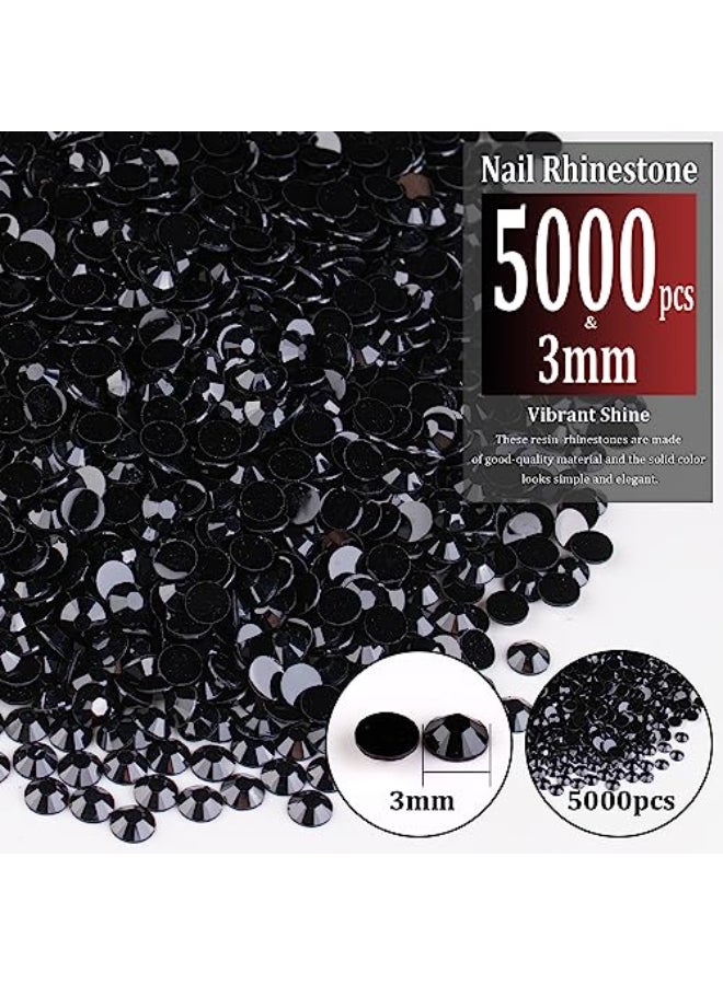 BELLEBOOST 5000pcs 3mm Resin Rhinestones Bulk Black Flatback Round Jelly Rhinestones Bedazzling Non Hotfix Crystal Gems Large Quantity Wholesale for DIY Crafts Clothes Bottles Tumblers Face Makeup Manicure - Image 3