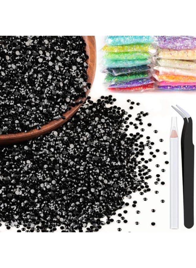 BELLEBOOST 5000pcs 3mm Resin Rhinestones Bulk Black Flatback Round Jelly Rhinestones Bedazzling Non Hotfix Crystal Gems Large Quantity Wholesale for DIY Crafts Clothes Bottles Tumblers Face Makeup Manicure - Image 1