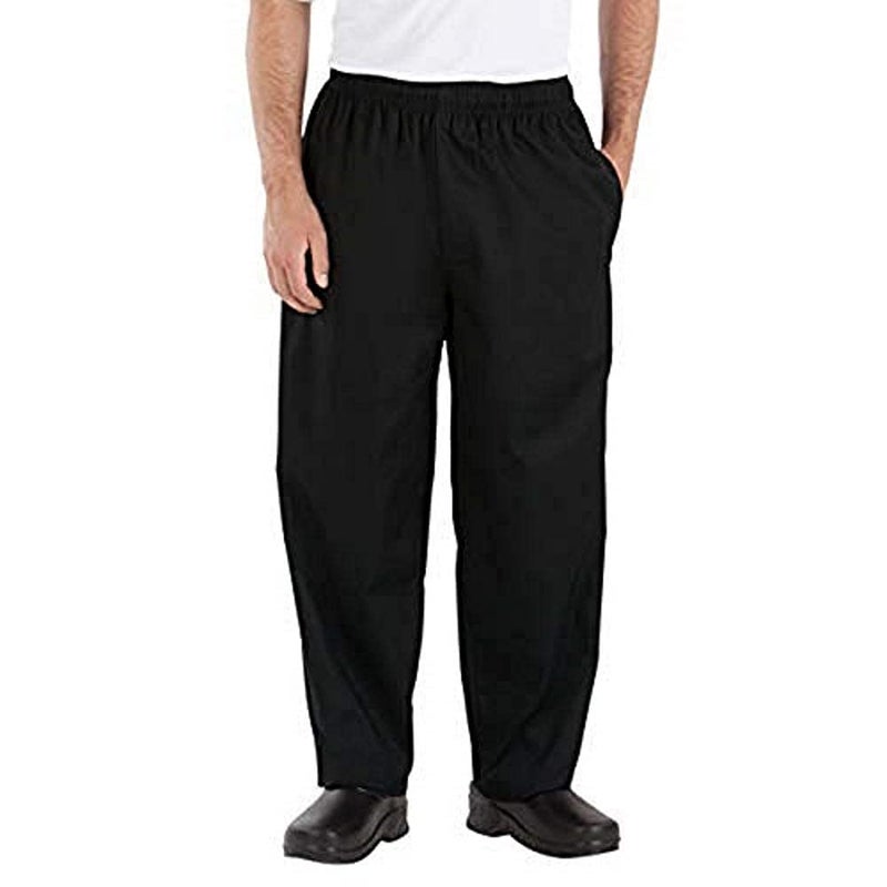 Happy Chef Poly Cotton Print Baggy Pants (Black, Large)