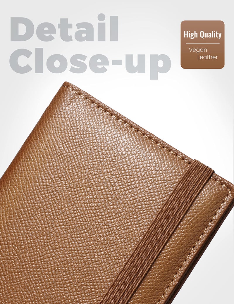 Yarnic Checkbook Cover for Personal Checkbook, Checkbook Holder with Pen Holder & Built-in Clear Plastic Divider for Duplicate Checks (Tan) - Image 5