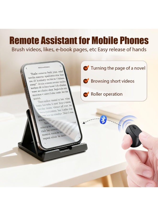 Fingertip Wireless Bluetooth Remote Control, 2026 New Video Scrolling Ring Remote Control Page Turner Bluetooth Ring Scroller (with Charging Base, Black) - Image 5