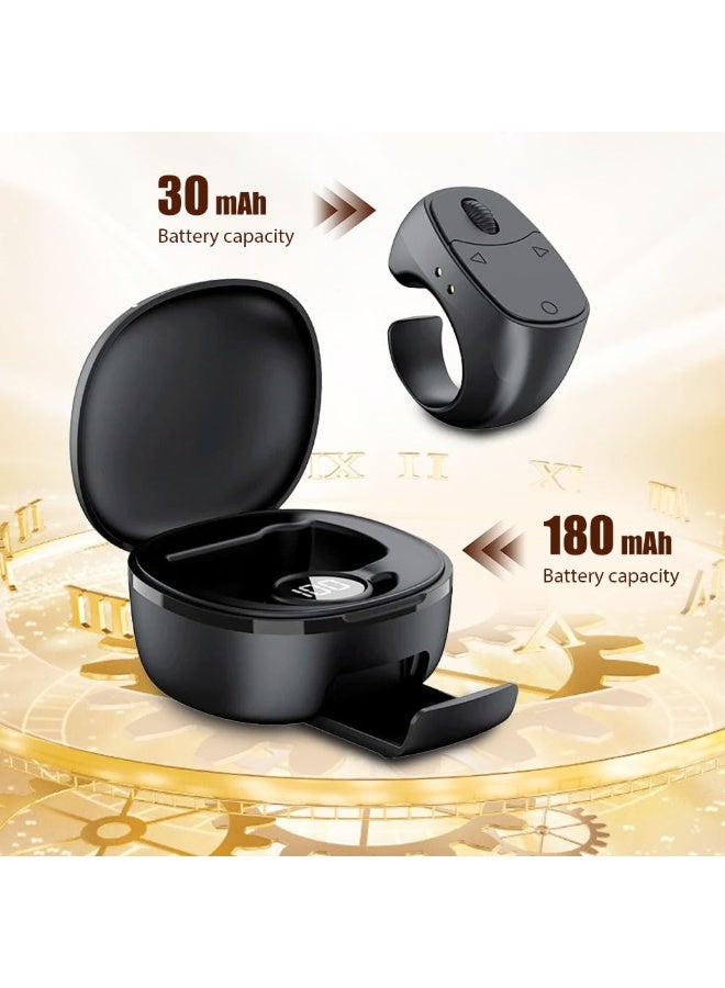 Fingertip Wireless Bluetooth Remote Control, 2026 New Video Scrolling Ring Remote Control Page Turner Bluetooth Ring Scroller (with Charging Base, Black) - Image 2