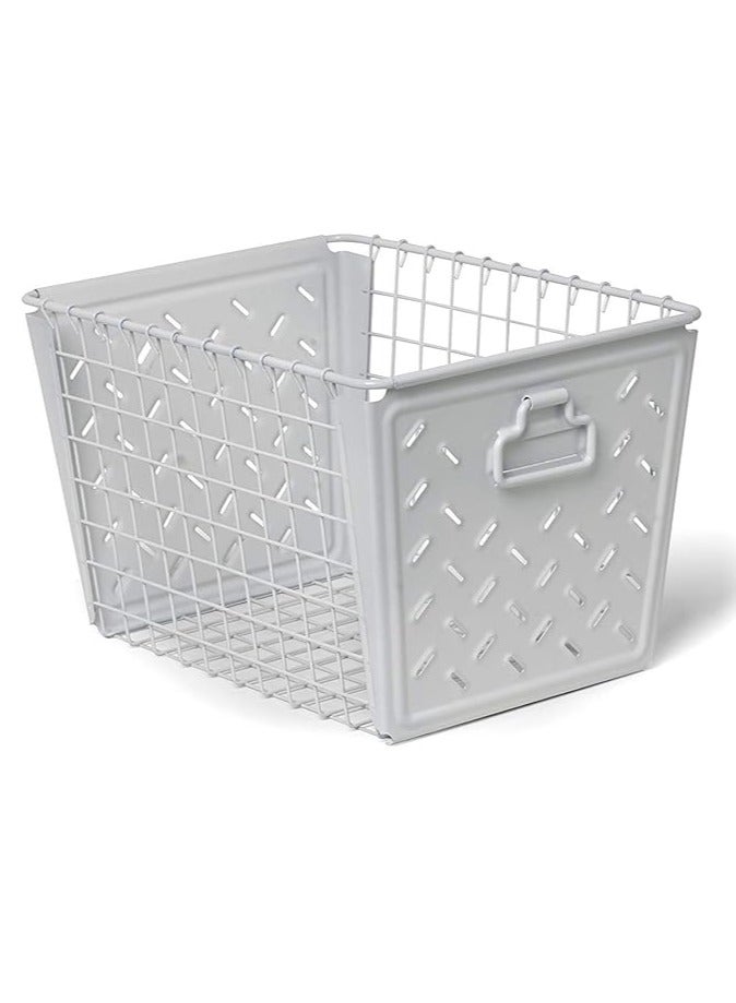 Spectrum Spectrum Macklin Medium Storage Basket – White, Durable Organizer for Home & Office Storage  - Image 1