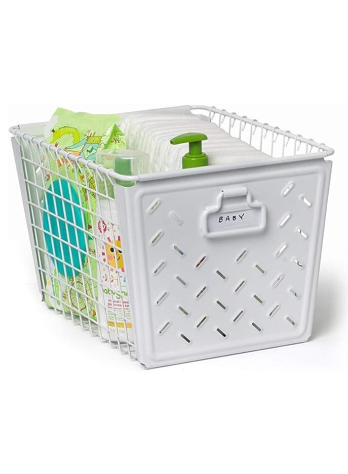 Spectrum Spectrum Macklin Medium Storage Basket – White, Durable Organizer for Home & Office Storage  - Image 4