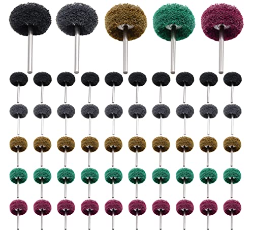 Mdvora 50/100/200pcs Abrasive Wheel, 1" Buffing Polishing Wheels, Metal Polishing Compound for Rotary Tools-1/8(3mm) Shank, 120 Grit, 180 Grit, 320 Grit, 400 Grit, 600 Grit - Image 1