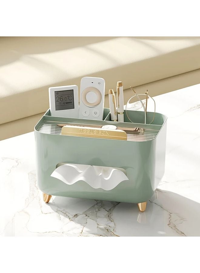 Cream White Golden Multi Functional Organizer With Tissue Holder Storage Box - Image 3