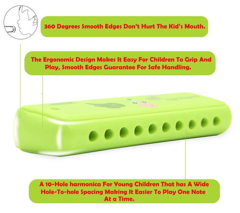 Crafteem Color Blues Harmonica, Key of C for Kids, Children, Toddler and Beginners,10 Hole 20 Tones Musical Instrument Toy Gift - Image 3
