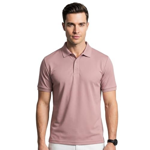 Nobero Men Cotton Solid Regular Fit Polo Shirt (1M-Twpo-R0002-Bl_Dusty Rose, 2XL - Image 1
