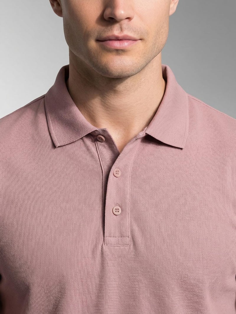 Nobero Men Cotton Solid Regular Fit Polo Shirt (1M-Twpo-R0002-Bl_Dusty Rose, 2XL - Image 3