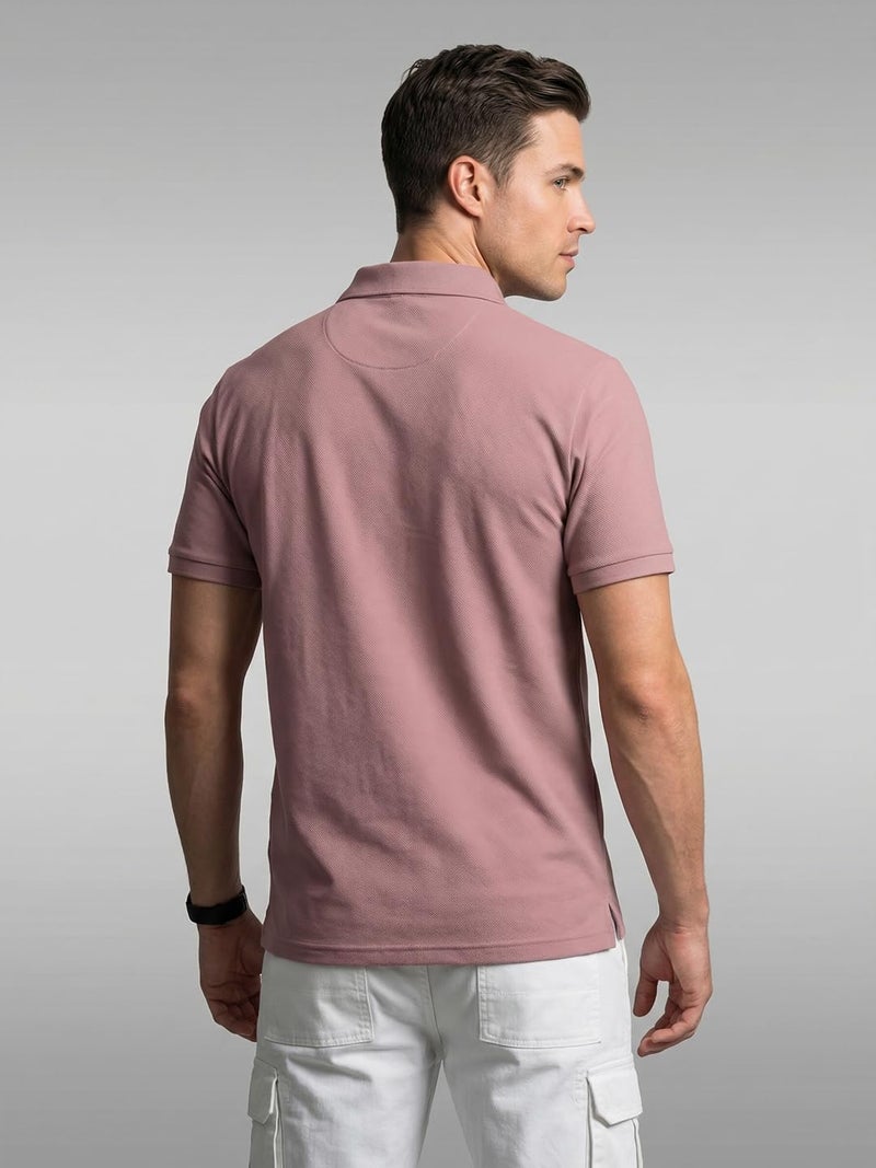 Nobero Men Cotton Solid Regular Fit Polo Shirt (1M-Twpo-R0002-Bl_Dusty Rose, 2XL - Image 2