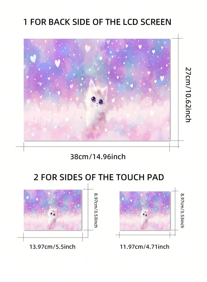 15 inch laptop stickers, set of 2, pink, cute cat design, to protect your device from scratches  - Image 5