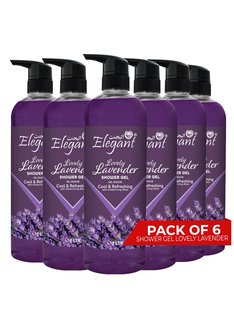 Elegant 6-Pieces Lavender Shower Gel 1 Liter - Image 1