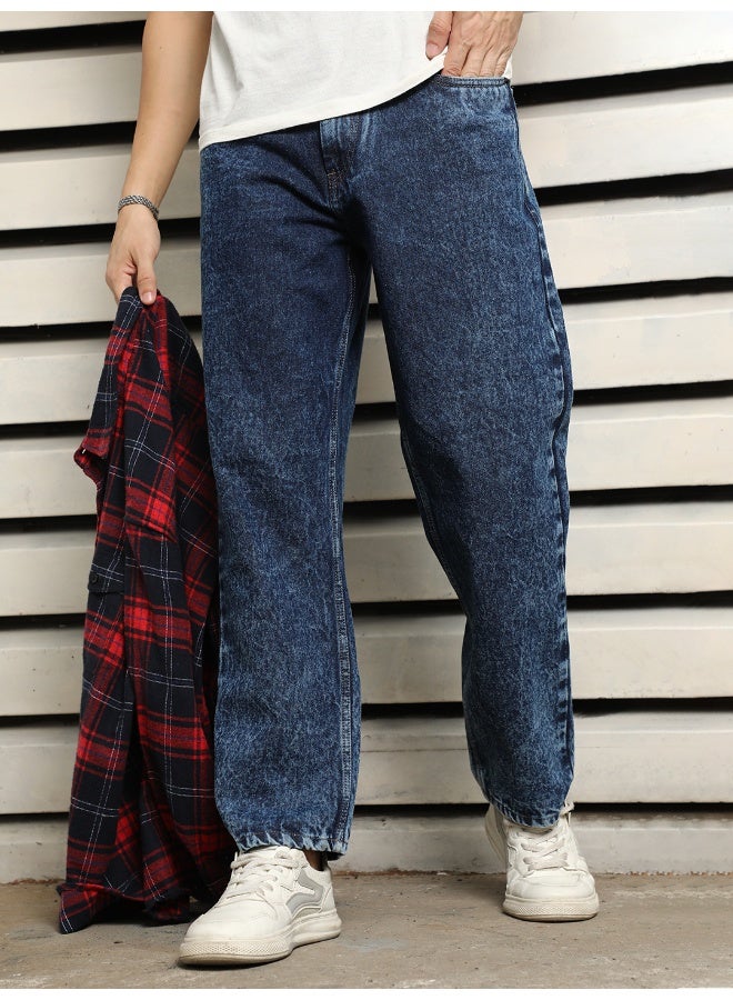 HIGH STAR Men’s Wide Leg Indigo Jeans – Comfortable and Casual - Image 1