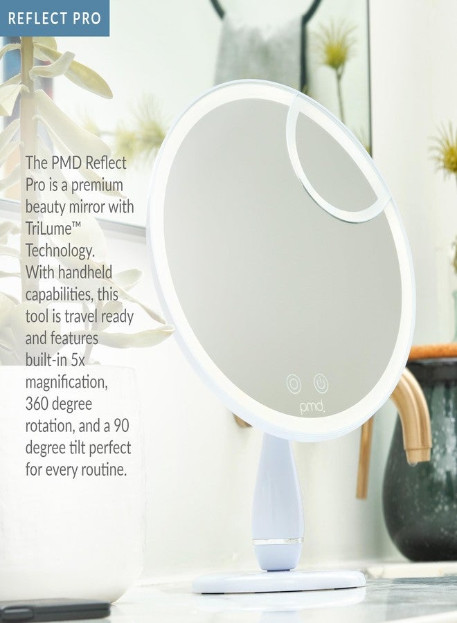 PMD Beauty مرآة مكياج LED من PMD Beauty Reflect Pro مع أضواء - تقنية TriLume - مرآة تجميل محمولة - ثلاثة أوضاع، دوران 360°، تكبير 5X، جاهزة للسفر - Image 3