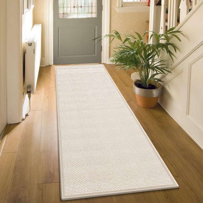 GOYLSER 7ft Jute Braided Rug Runners for Hallways Non Slip, Water Absorbent Runner for Kitchen Floor, Beige Laundry Rugs Entryway Runner Non Skid - Image 1