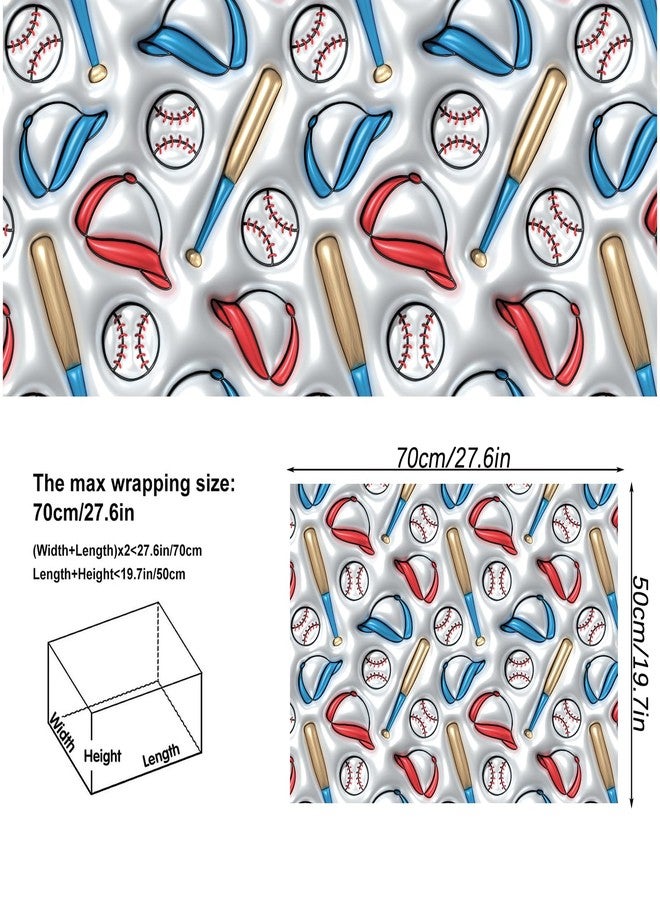 Vnaaem 3D Effect Baseball Wrapping Paper 6 Pc White Gift Wrap Boys Birthday Sport Design for Kids Girls Birthday Party Baby Shower Holiday 19.6 X27.8Inch - Image 3