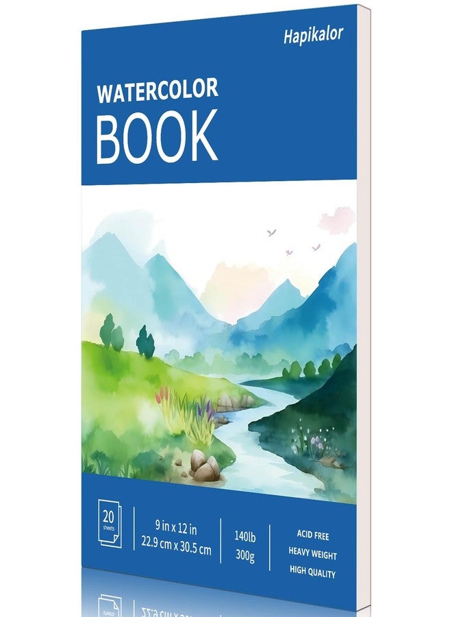 Hapikalor Watercolor Pad, 9"x12", 140 lb / 300 GSM, Artist Paper for Adults and Students, 20 Sheets, Blue - Image 1