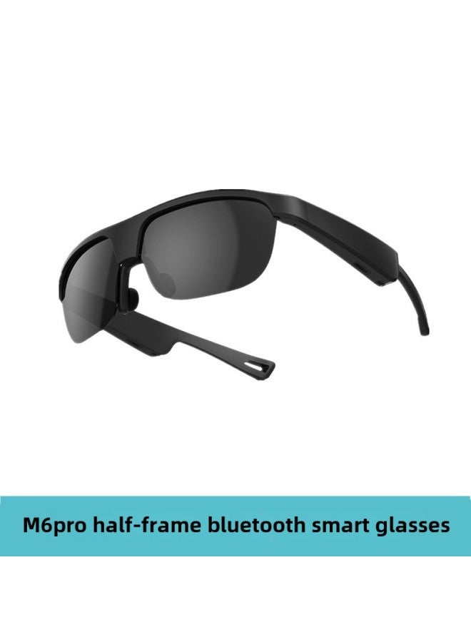 Bluetooth Smart Glasses M6 M8Pro Music Full Half Frame Sunglasses Black Technology Outdoor Riding Car-Color:M6pro Half Frame Black - Image 1