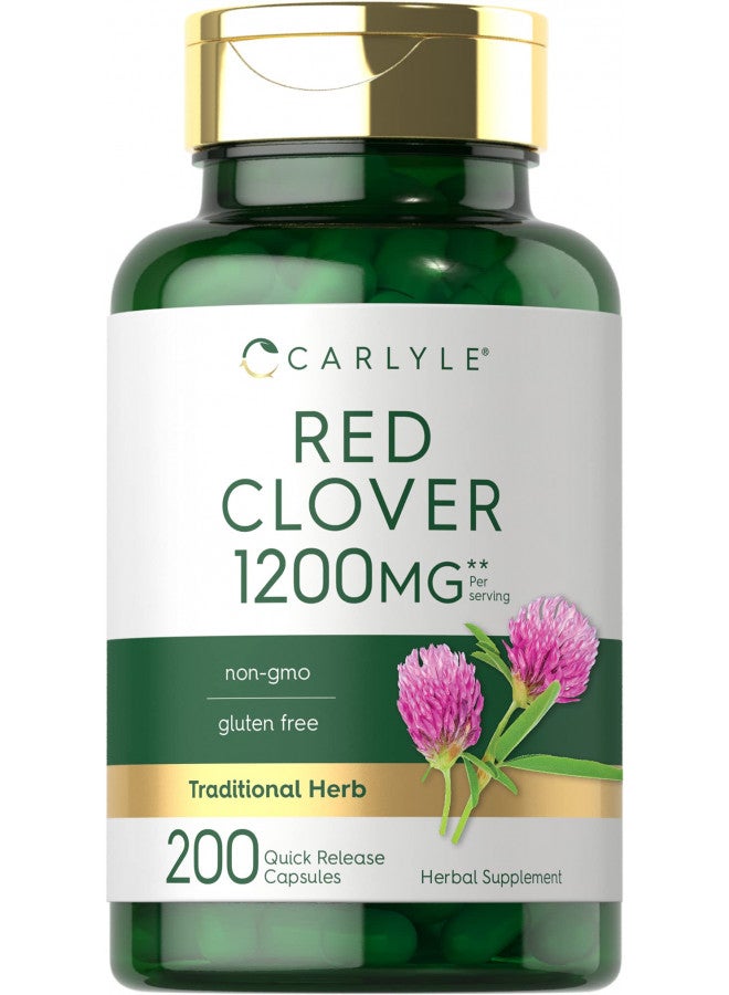 Carlyle كبسولات الكلأ الأحمر من كارلايل 1200 ملغ | 200 حبة | تريفوليوم براتنس | خالي من الكائنات المعدلة وراثيًا، خالي من الغلوتين | مكمل مستخلص زهور الكلأ الأحمر - Image 1