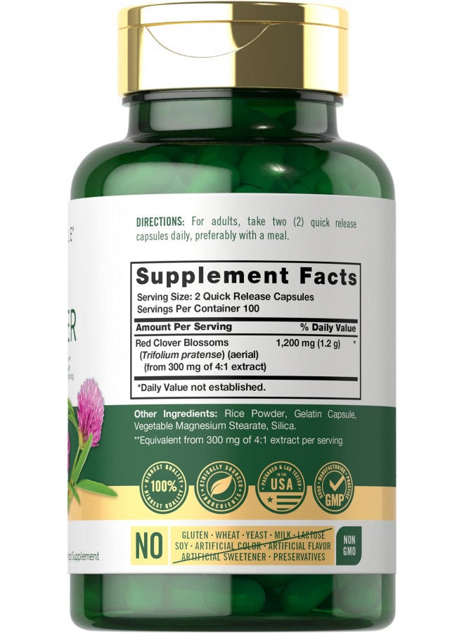 Carlyle كبسولات الكلأ الأحمر من كارلايل 1200 ملغ | 200 حبة | تريفوليوم براتنس | خالي من الكائنات المعدلة وراثيًا، خالي من الغلوتين | مكمل مستخلص زهور الكلأ الأحمر - Image 2