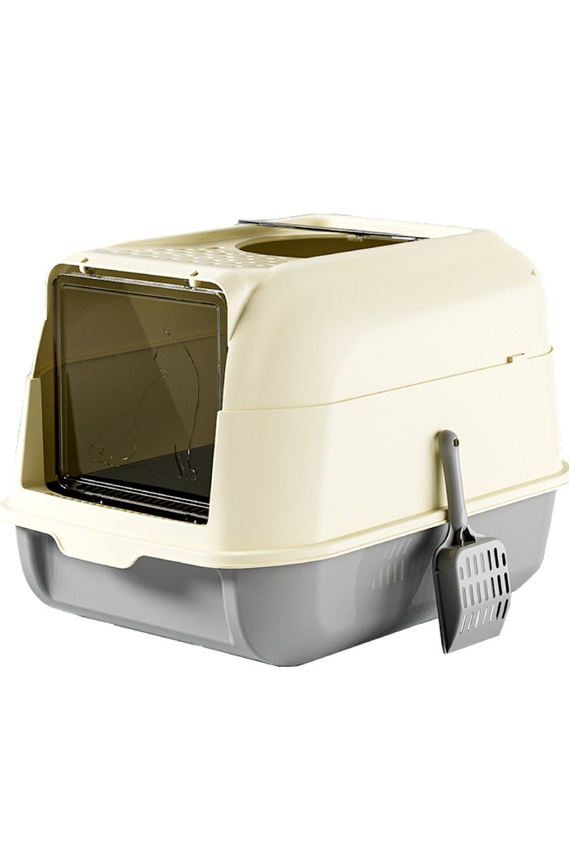 صندوق قمامة القطط مغلق بمدخل ومخرج في اتجاهين مع مغرفة ومضاد للتناثر والتحكم في الروائح وسهل التنظيف صندوق قمامة القطط للقطط والقطط الصغيرة