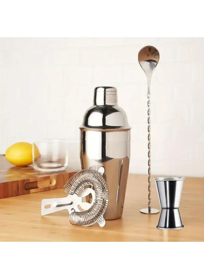 Professional 4 Piece Stainless Steel Cocktail Shaker Set With Built In Strainer And Jigger - Image 3