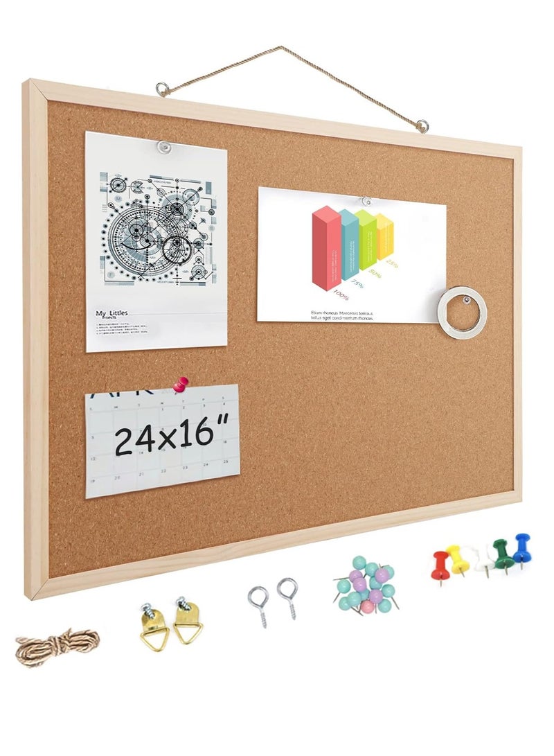 Bukela 16” x 24” Cork Boards for Walls with Wooden Frame 1pack, Double Sided Office Board for Wall Organizer, Bulletins Board Decorative Hanging Pin Board for School, Home & Office, Notice Board Memo Board - Image 4