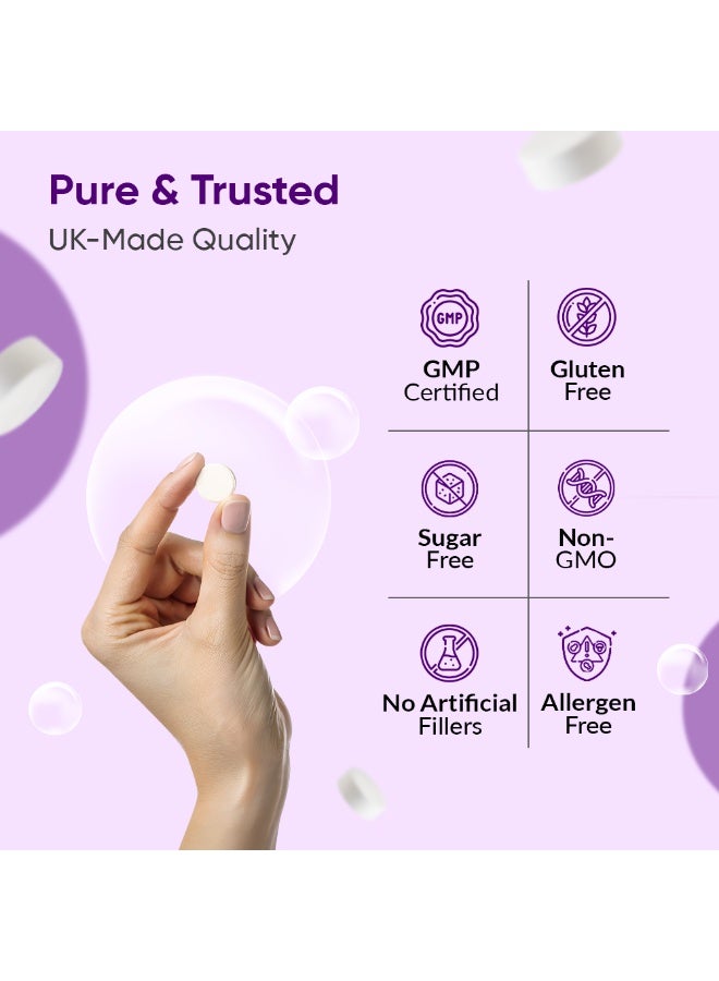 Ambrosial Magnesium Glycinate 3-in-1 Complex 1800 mg – Triple Magnesium Supplement with Glycinate, Citrate & Malate – 384 mg Elemental Magnesium – UK Made, GMP Certified – 120 Tablets - Image 3