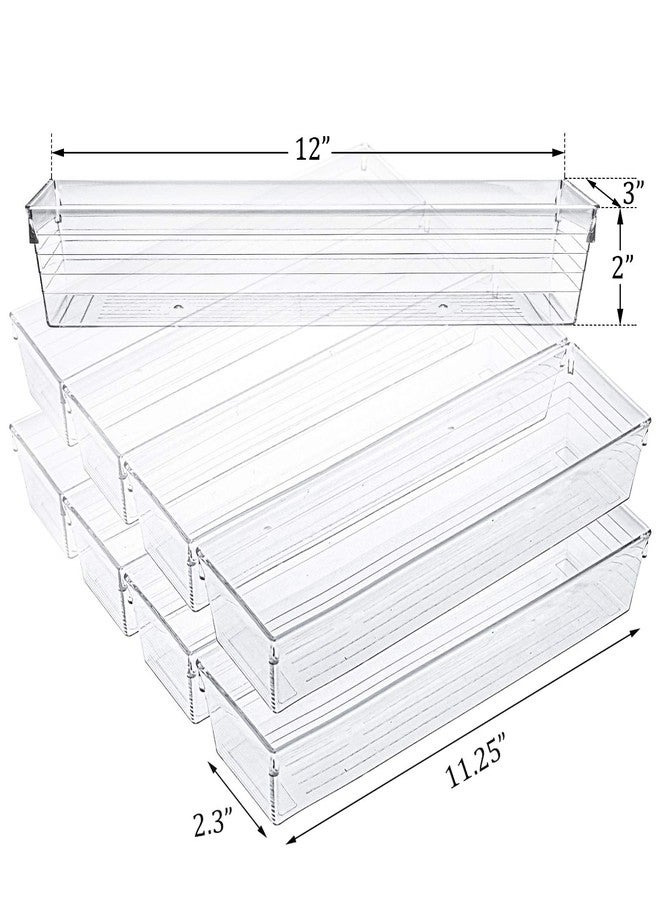 Kingrol 10 Pack 12 x 3 x 2 Inch Clear Drawer Organizer Trays, Desk Drawer Divider Storage Bins, Storage Box Set for Kitchen Bathroom Office Supplies - Image 4