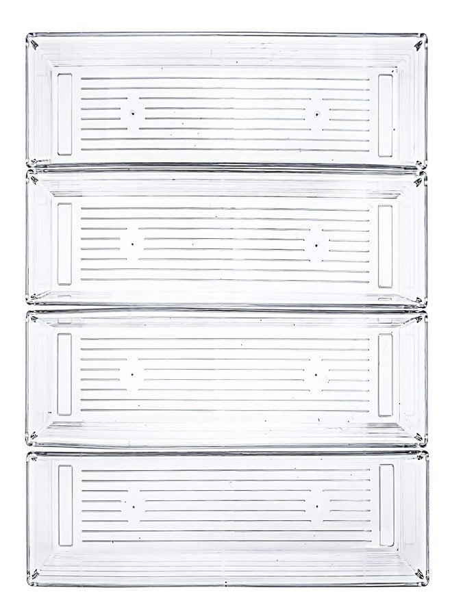Kingrol 10 Pack 12 x 3 x 2 Inch Clear Drawer Organizer Trays, Desk Drawer Divider Storage Bins, Storage Box Set for Kitchen Bathroom Office Supplies - Image 3