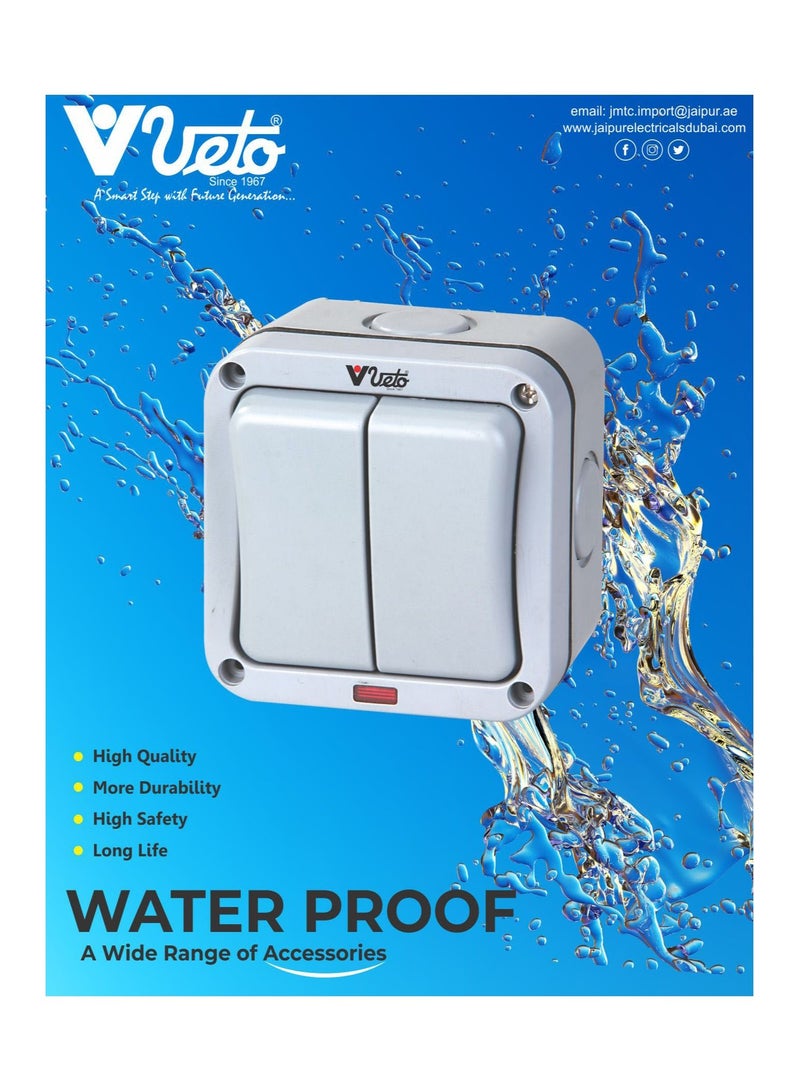 Veto مفتاح VETO مقاوم للماء، مقاوم للعوامل الجوية بتصنيف IP66 (2GANG) - Image 2