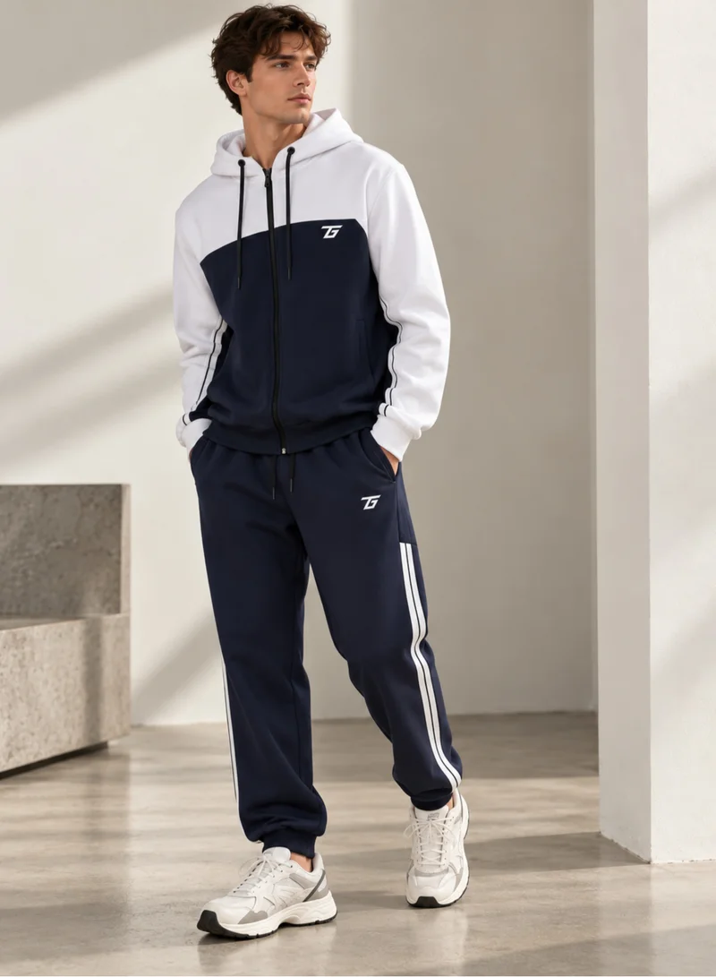 تي جي تي Men's 2 Piece Color Block Hoodie and Jogger Set
