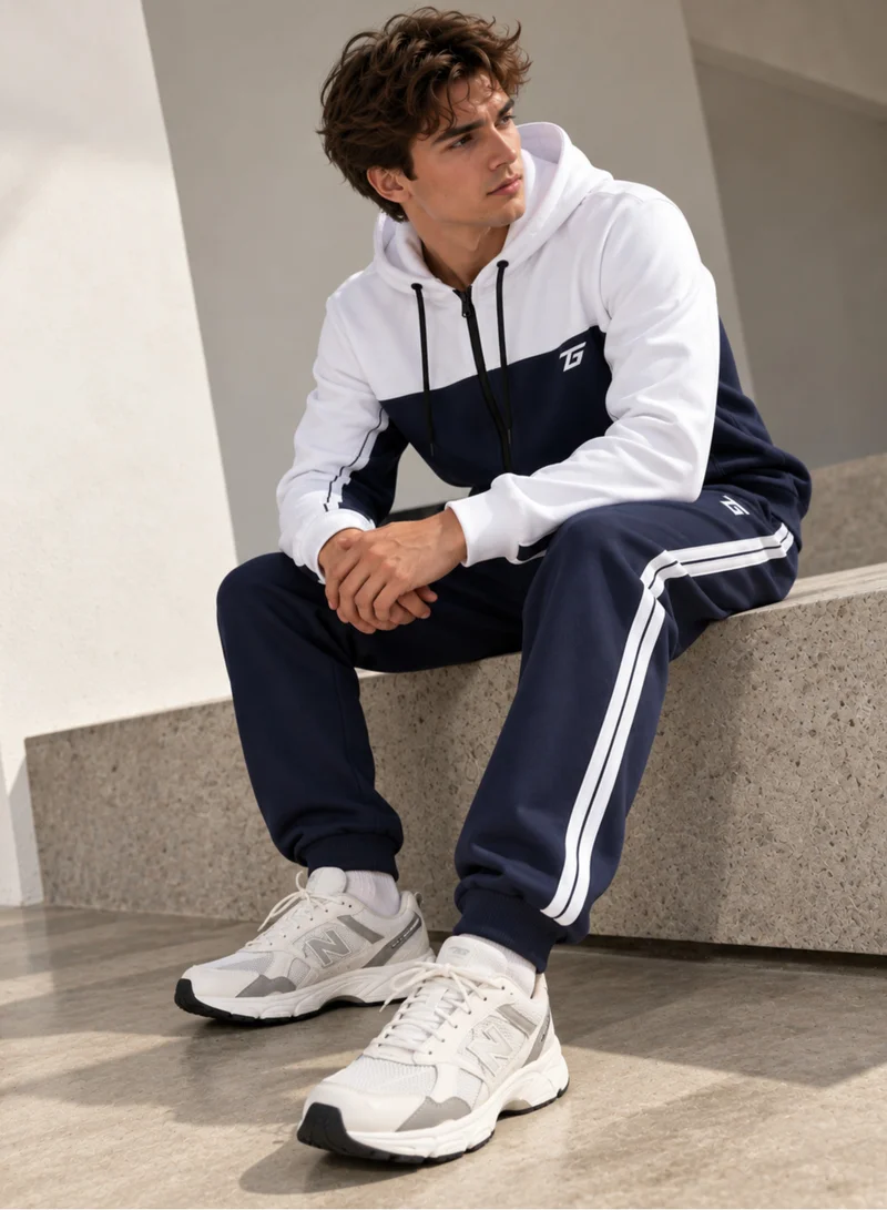 تي جي تي Men's 2 Piece Color Block Hoodie and Jogger Set