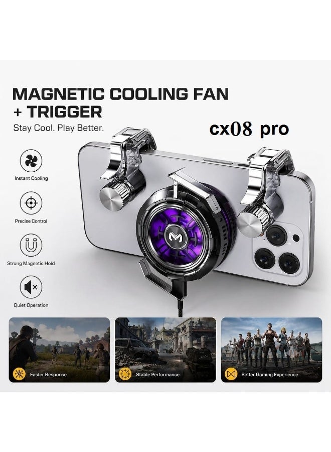 ميمو مبرد الهاتف CX08 Pro برو 23 وات  بتصميم "2 في 1" يجمع بين تقنية التبريد بأشباه الموصلات ومشبك خلفي مغناطيسي، +تريجر (Trigger) -وهو وحدة تحكم في الألعاب وتتوافق مع نظامي أندرويد وآيفون. - Image 2